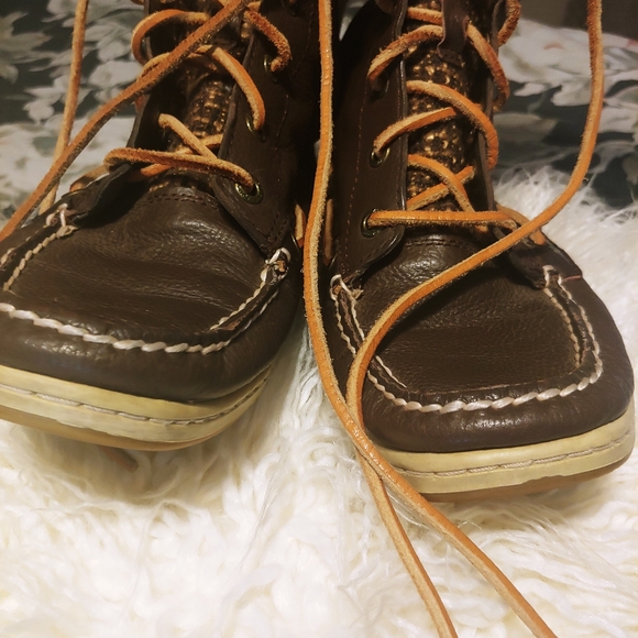 Sperry brown leather lace up tall boot sz 8 - Picture 5 of 16